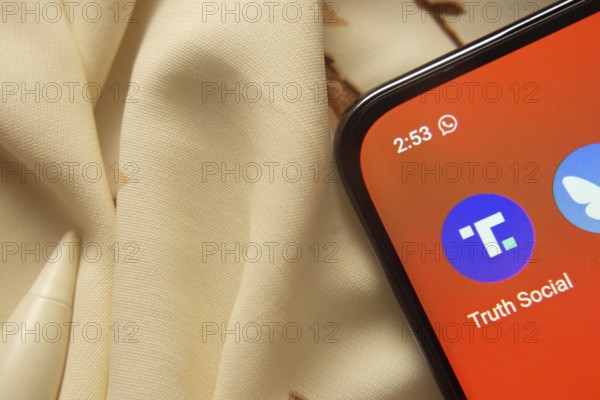 Dhaka, Bangladesh- 07 May 2025: Truth Social app icon is seen on smartphone