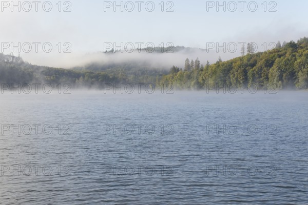 Hennesee, morning fog, Hennetalsperre, Sauerland-Rothaargebirge nature park Park, North Rhine-Westphalia, Germany