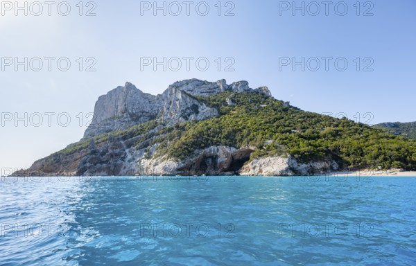 Picturesque rocky coast, cliffs and blue sea, Golfo di Orosei, Baunei, Sardinia, Italy