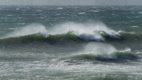 Ocean waves, strong surf, west coast of the Taranaki region, North Island, New Zealand