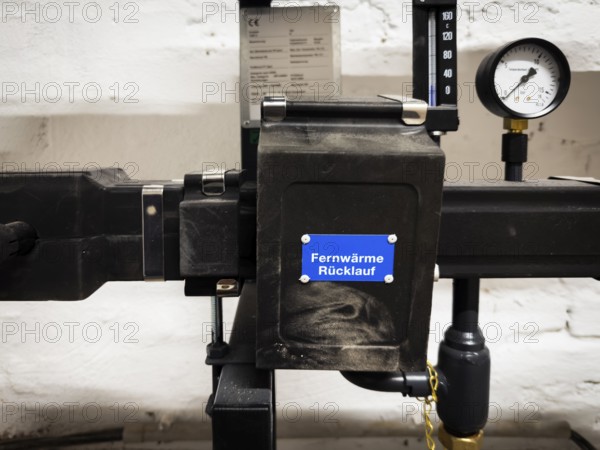 District heating transfer station in a cellar in Düsseldorf, Germany