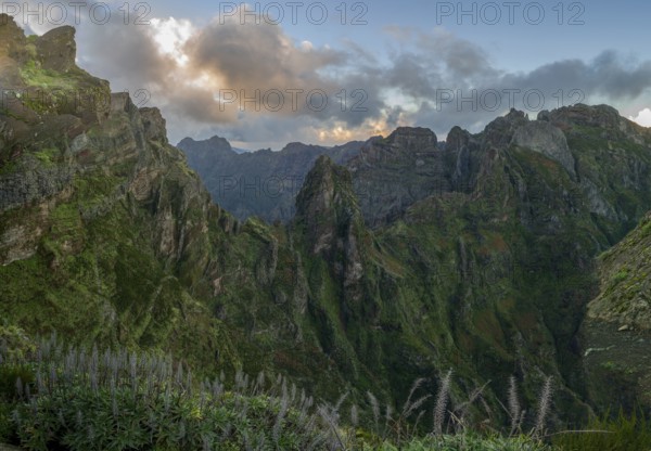 Sunset at Pico do Arieiro, hiking trail PR1, Madeira, Portugal