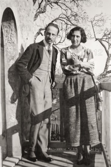 Rainer Maria Rilke, 1875 – 1926, Austrian poet and novelist with Baladine Klossowska, château de Muzot, 1921, digitally edited