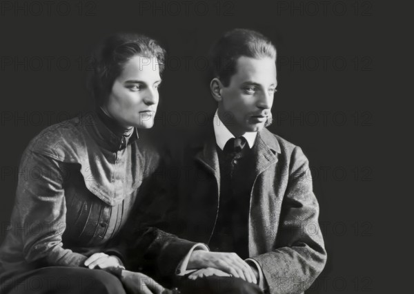 Rainer Maria Rilke, 1875 – 1926, Austrian poet and novelist with his wife, sculptress Clara Rilke-Westhoff, digitally edited