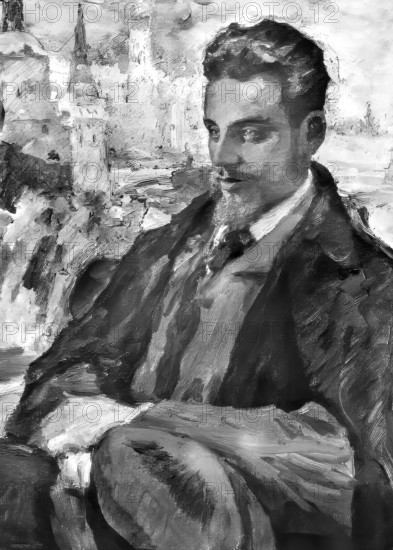 Portrait of Rainer Maria Rilke, 1875 – 1926, Austrian poet and novelist, based on a painting by Helmut Westhoff, 1901, digitally edited