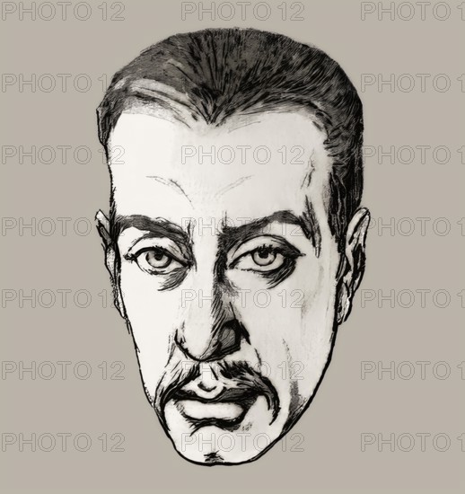 Portrait of Rainer Maria Rilke, 1875 – 1926, Austrian poet and novelist, based on a sketch, digitally edited