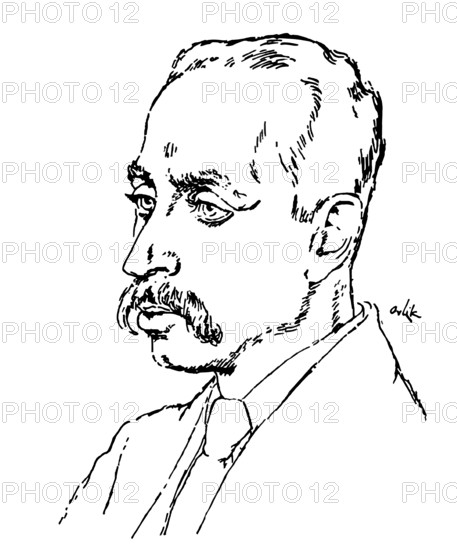 Portrait of Rainer Maria Rilke, 1875 – 1926, Austrian poet and novelist, based on a sketch by Emil Orlik, digitally edited