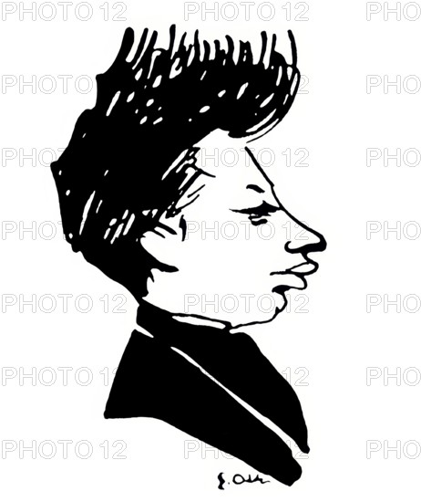 Portrait of Rainer Maria Rilke, 1875 – 1926, Austrian poet and novelist, based on a sketch by Bernhard Pankok, digitally edited