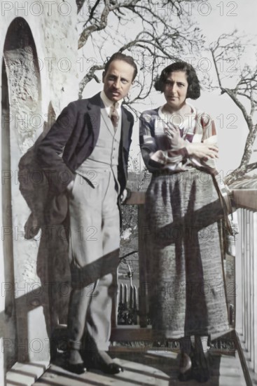 Rainer Maria Rilke, 1875 – 1926, Austrian poet and novelist with Baladine Klossowska, château de Muzot, 1921, digitally edited