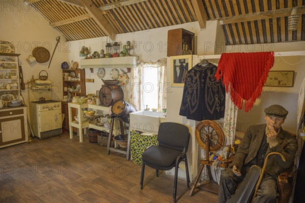 Interior view of a residential building in an open-air museum, Glencolmcille, County Donegal, Ireland