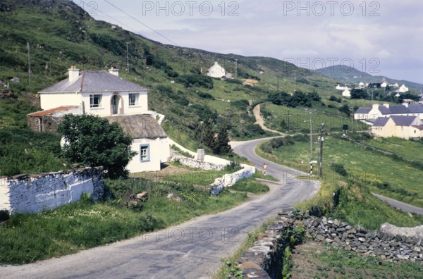 Houses at coastal village of Portnoo, Narin beach, County Donegal, Ireland 1969