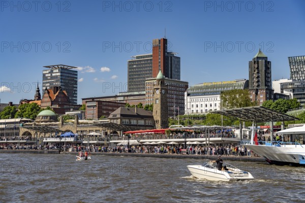 The St. Pauli Landungsbrücken at Hafengeburtstag Hamburg 2025 in the Free Hanseatic City of Hamburg, Germany