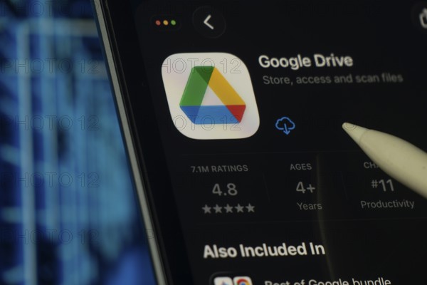 Dhaka, Bangladesh- 24 Oct 2025: A iPad screen displaying the Google Drive app on App store