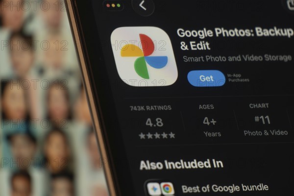 Dhaka, Bangladesh- 24 Oct 2025: A iPad screen displaying the Google Photos app on App store