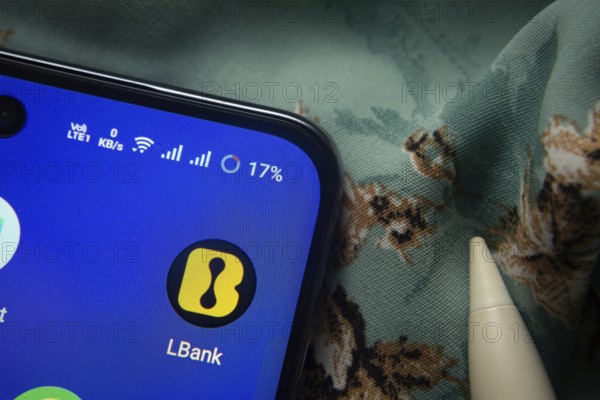 Dhaka, Bangladesh- 07 May 2025: LBank app icon is seen on smartphone