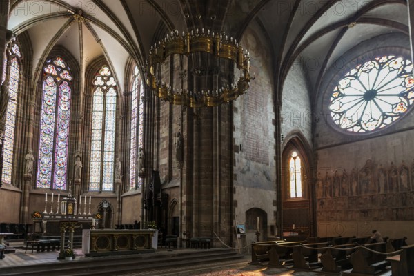 Interior view, Gothic Church of St. Peter and Paul, Saints-Pierre-et-Paul, Wissembourg, Weissenburg, Alsace, Bas-Rhin Department, France