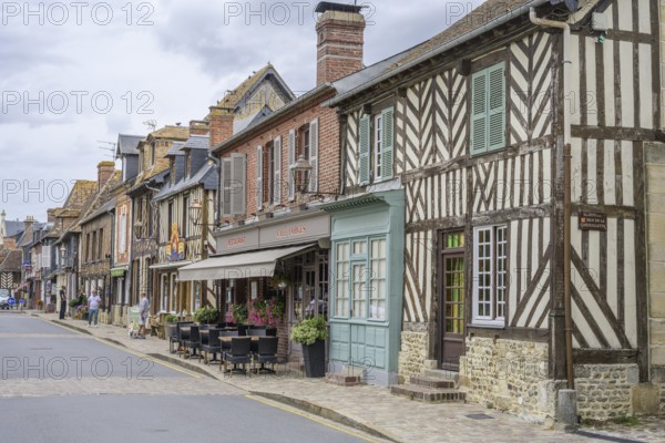 Old town with half-timbered houses in, Beuvron-en-Auge, Calvados Department, France