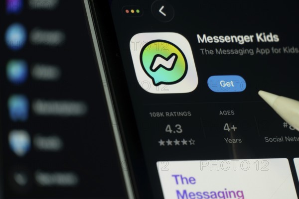 Dhaka, Bangladesh- 24 Oct 2025: A iPad screen displaying the Facebook Messenger kids app on App store
