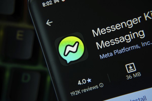 Dhaka, Bangladesh- 27 July 2025: Messenger kids app from Google Playstore is displayed on a smartphone screen