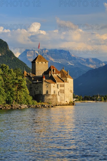 Chillon Castle on Geneva near Veytaux, Canton of Vaud, . switzerland