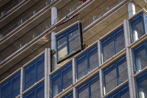 Construction site of the high-rise office building The Berlinian, in the vicinity of Alexanderplatz in Berlin, Germany