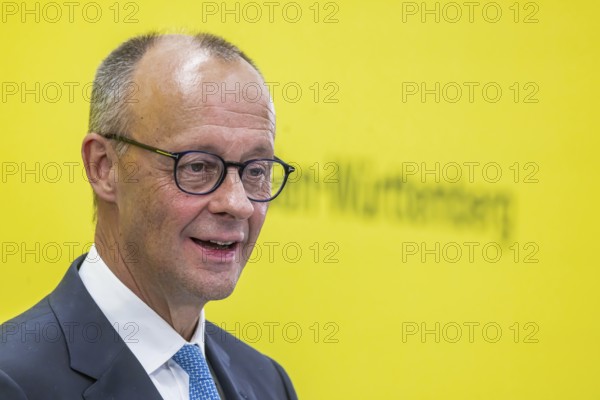 Federal Chancellor Friedrich Merz (CDU) . portrait. Annual event on the BW Automotive Industry Strategy Dialogue (SDA) in Stuttgart. Automotive industry conference. Stuttgart, Baden-Württemberg, Germany