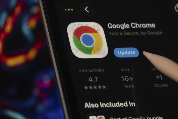 Dhaka, Bangladesh- 24 Oct 2025: A iPad screen displaying the Google Chrome app on App store