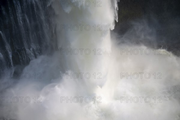 Water plunges into the depths, Victoria Falls with gorge, Zambezi, Zimbabwe