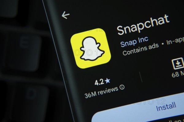 Dhaka, Bangladesh- 27 July 2025: Snapchat app from Google Playstore is displayed on a smartphone screen