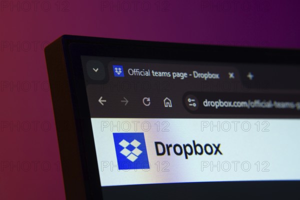 Dhaka, Bangladesh- 02 June 2025: Close-up of a computer screen displaying the Dropbox web interface in dark mode
