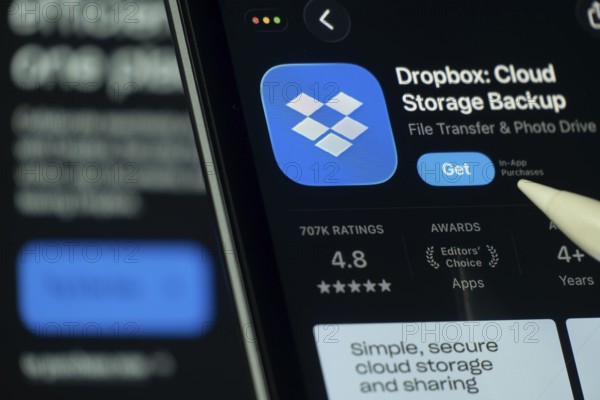 Dhaka, Bangladesh- 24 Oct 2025: A iPad screen displaying the Dropbox app on App store