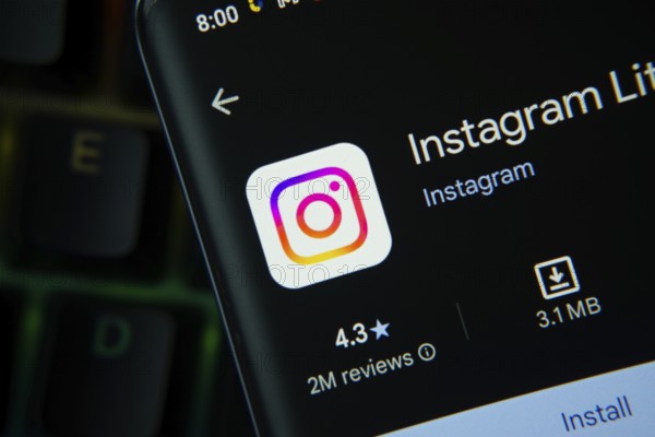 Dhaka, Bangladesh- 27 July 2025: Instagram Lite app from Google Playstore is displayed on a smartphone screen