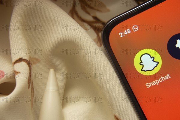Dhaka, Bangladesh- 07 May 2025: Snapchat app icon is seen on smartphone
