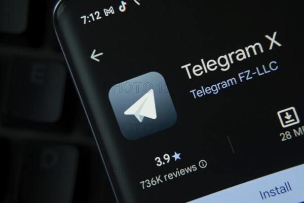 Dhaka, Bangladesh- 27 July 2025: Telegram X app from Google Playstore is displayed on a smartphone screen