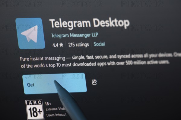 Dhaka, Bangladesh- 19 Sep 2025: A close-up of the Telegram app from the Microsoft Store is shown on a laptop screen
