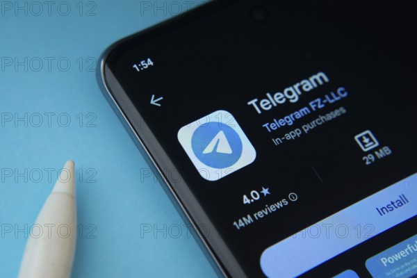 Dhaka, Bangladesh- 18 March 2025: The Telegram app from Google Playstore is displayed on a smartphone screen