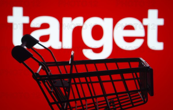 Dhaka, Bangladesh- 03 July 2025: Silhouette of a shopping cart in front of the Target logo, symbolizing ecommerce and online shopping