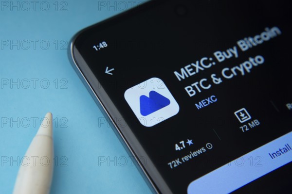 Dhaka, Bangladesh- 09 March 2025: MEXC app from Google Playstore is displayed on a smartphone screen