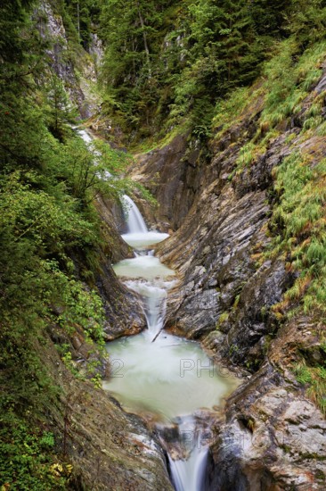 Waterfall in the Durnand Gorge, Les Valettes, Canton of Valais, Switzerland