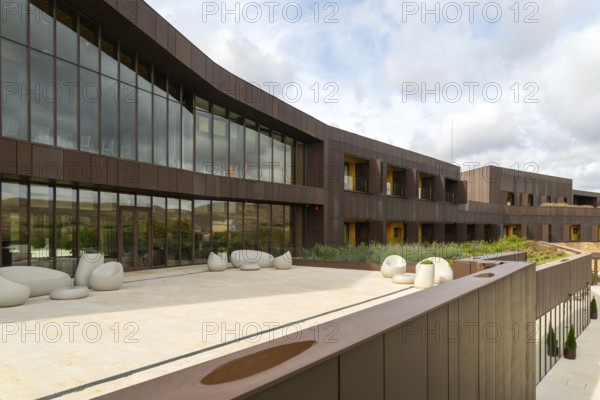 Modern architecture of new Parador de Molina de Aragón, Guadalajara province, Castile-La Mancha, Spain