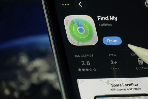 Dhaka, Bangladesh- 24 Oct 2025: A iPad screen displaying the Apple Find My app on App store