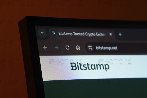 Dhaka, Bangladesh- 02 June 2025: Close-up of a computer screen displaying the Bitstamp web interface in dark mode