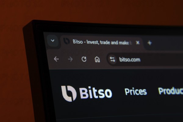 Dhaka, Bangladesh- 02 June 2025: Close-up of a computer screen displaying the Bitso web interface in dark mode