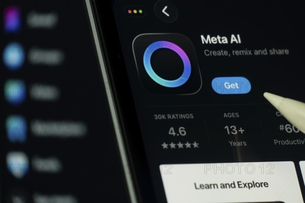 Dhaka, Bangladesh- 24 Oct 2025: A iPad screen displaying the Meta Ai app on App store