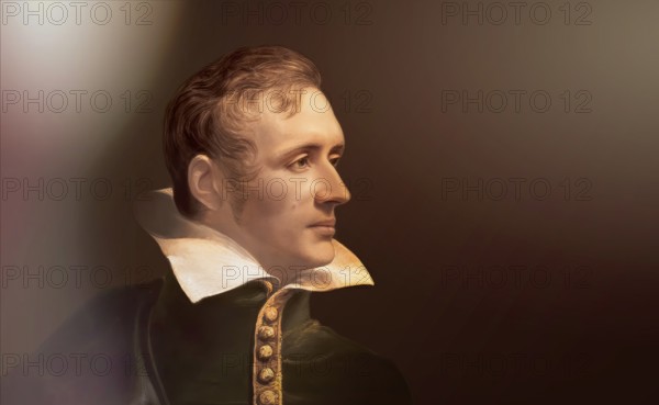 Sir Thomas Stamford Bingley Raffles, 1781 – 1826, British colonial official, governor of Java, Dutch East Indies and lieutenant-governor of Bencoolen, digitally edited based on a painting by James Lonsdale