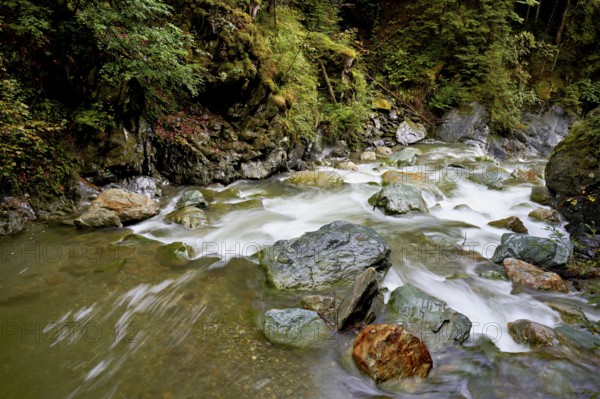 Diosaz mountain river in the gorge, Gorges de la Diosaz, Les Houches, Chamonix-Mont-Blanc, Haute-Savoie, France