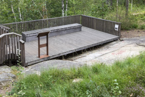 Historic rock carvings of Tanum, here at the Vitlycke site, figurative depiction from the Bronze Age, UNESCO World Heritage Site, Tanum, Västra Götalands län, Sweden
