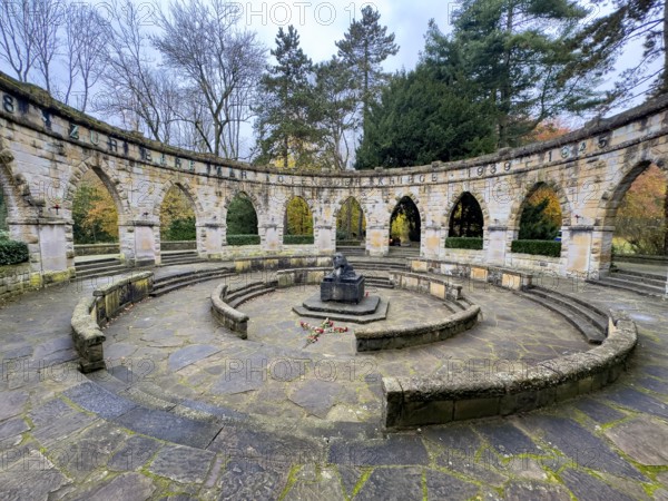 Memorial in memory of for in honor of the dead from the wars In the Wittringer Wald recreation area, Gladbeck, North Rhine-Westphalia, Germany