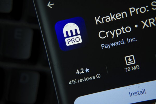 Dhaka, Bangladesh- 27 July 2025: Kraken Pro app from Google Playstore is displayed on a smartphone screen