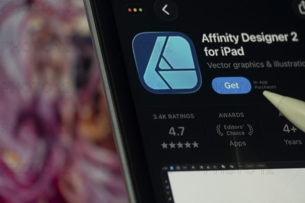 Dhaka, Bangladesh- 24 Oct 2025: A iPad screen displaying the Affinity Designer 2 app on App store